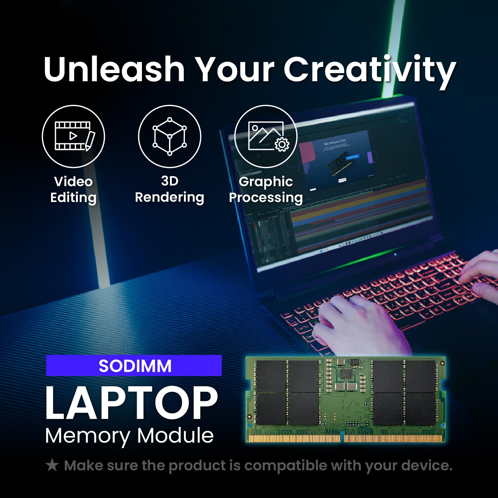 MMOMENT DDR5 SODIMM 16GB 5600Mhz (PC5-44800) Laptop Memory Module